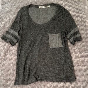 Michael Stars Grey Melange Knit Short Sleeve Top O/S